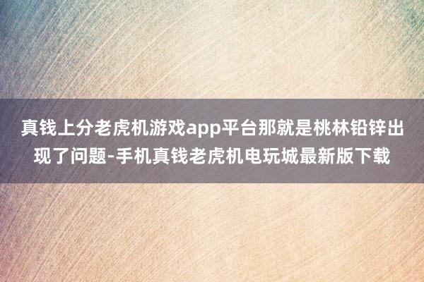 真钱上分老虎机游戏app平台那就是桃林铅锌出现了问题-手机真钱老虎机电玩城最新版下载