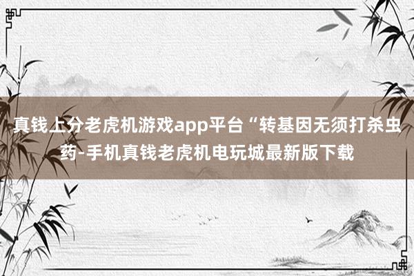 真钱上分老虎机游戏app平台“转基因无须打杀虫药-手机真钱老虎机电玩城最新版下载