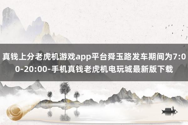 真钱上分老虎机游戏app平台舜玉路发车期间为7:00-20:00-手机真钱老虎机电玩城最新版下载